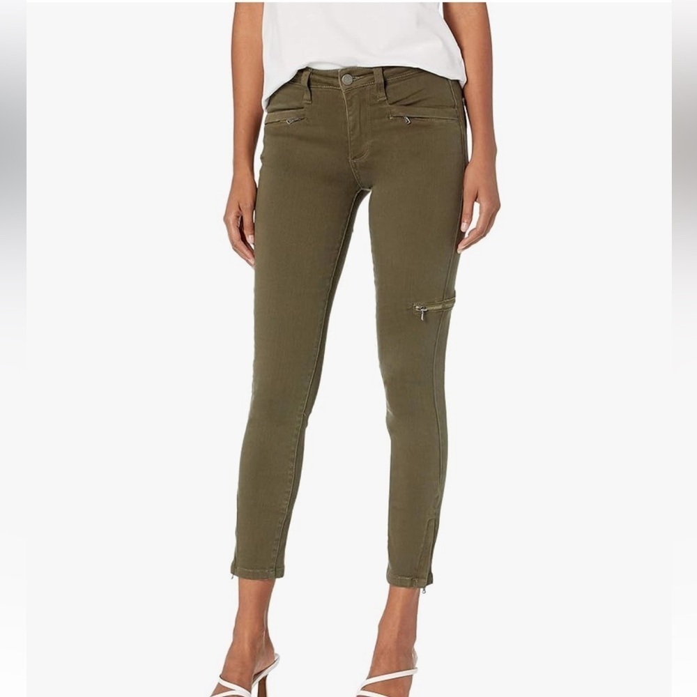 PAIGE Women's Daryn Zip Ankle Jeans-Olive Leaf